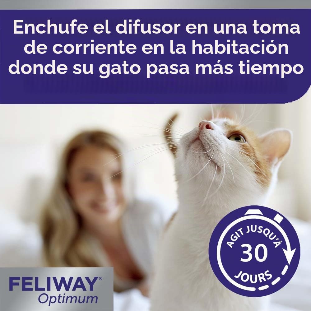Ceva Feliway Optimum frasco de recarga de 30 días | Pack de 2 | 2 x 48 ml | Puede ser útil para reducir el estrés en gatos | Apto para cualquier etapa de la vida