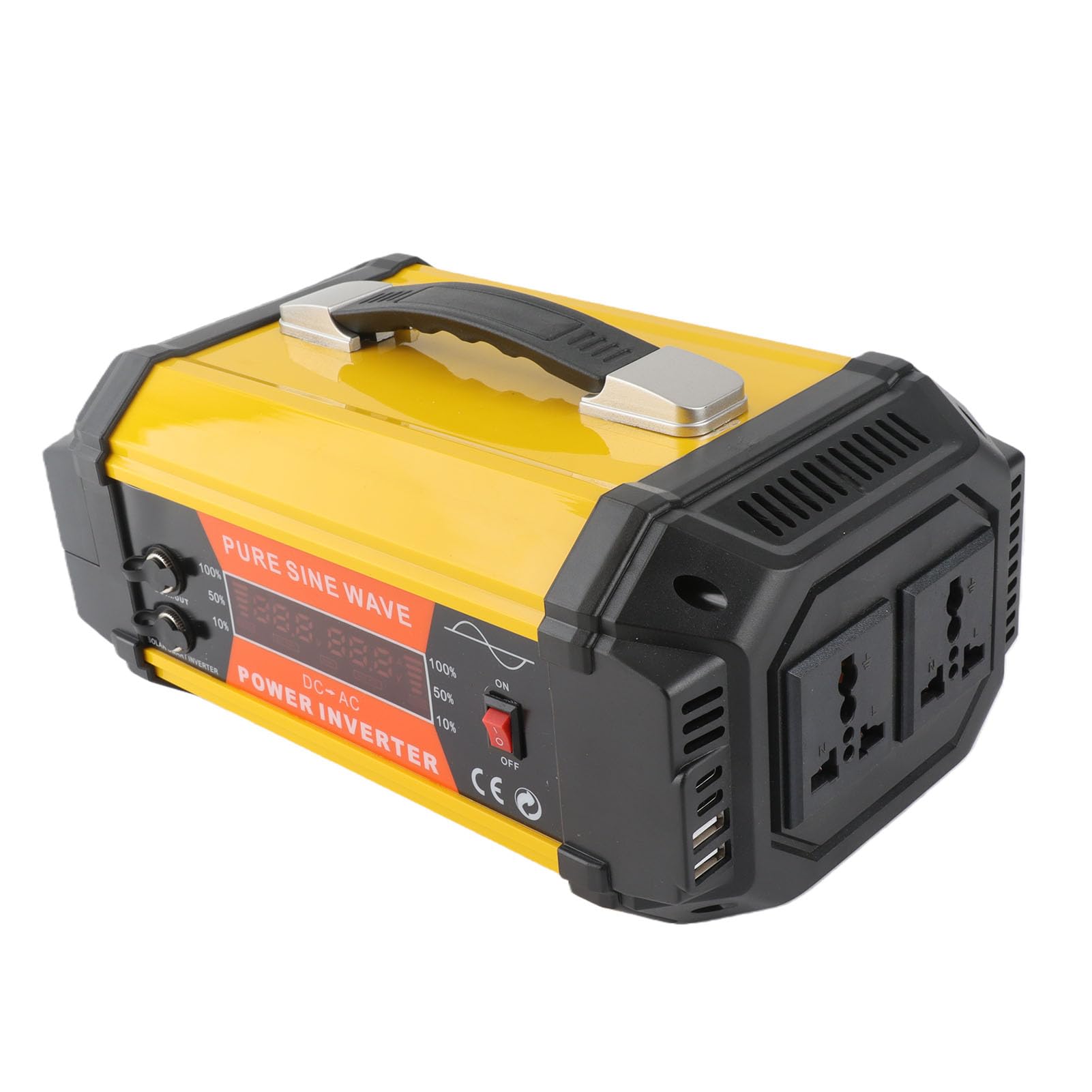 Aramox Samochodowy Przetwornica Napięcia ABS Zmodyfikowana Przetwornica Sinusoidalna 1000 W DC 12 V na AC 220 V z Wyświetlaczem W Czasie Rzeczywistym 4 USB PD QC 24 W do Wycieczek Samochodowych
