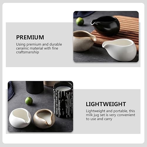 Miniatura 2 de DOITOOL Jarrón de cerámica blanca, chupitos de crema de cerámica, 2 jarras de porcelana para café, té, leche, mermelada, salsas, jarrón de cerámica