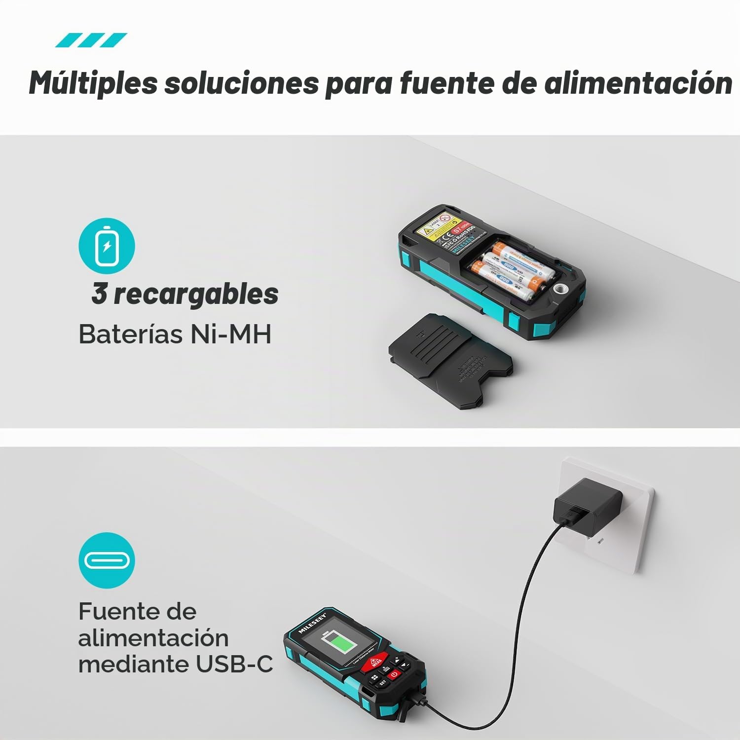 MiLESEEY Medidor Láser 100M, Telémetro Láser Recargable con App | Sensor de inclinación digital, Precisión ±2mm, Conectividad con App, Pantalla IPS de 2,4", Batería incluida, m/cm/mm/in/in+f