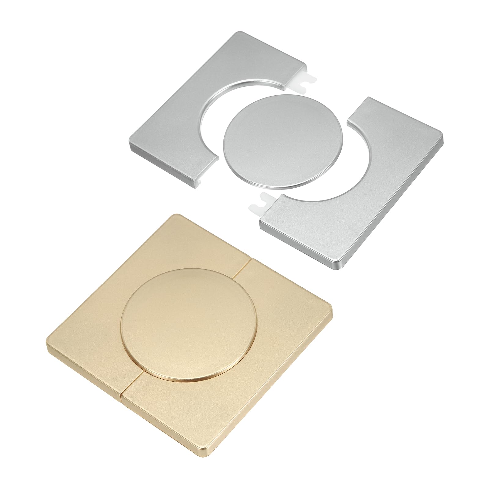 sourcing map 2 Pcs Wall Split Flange, 91mm/3.6" OD Self-Adhesive Escutcheon Plates ABS Round Plumbing Cover Buckles for 51mm Dia Water Pipe Faucet Wall Hole Accessories, Gold/Silver