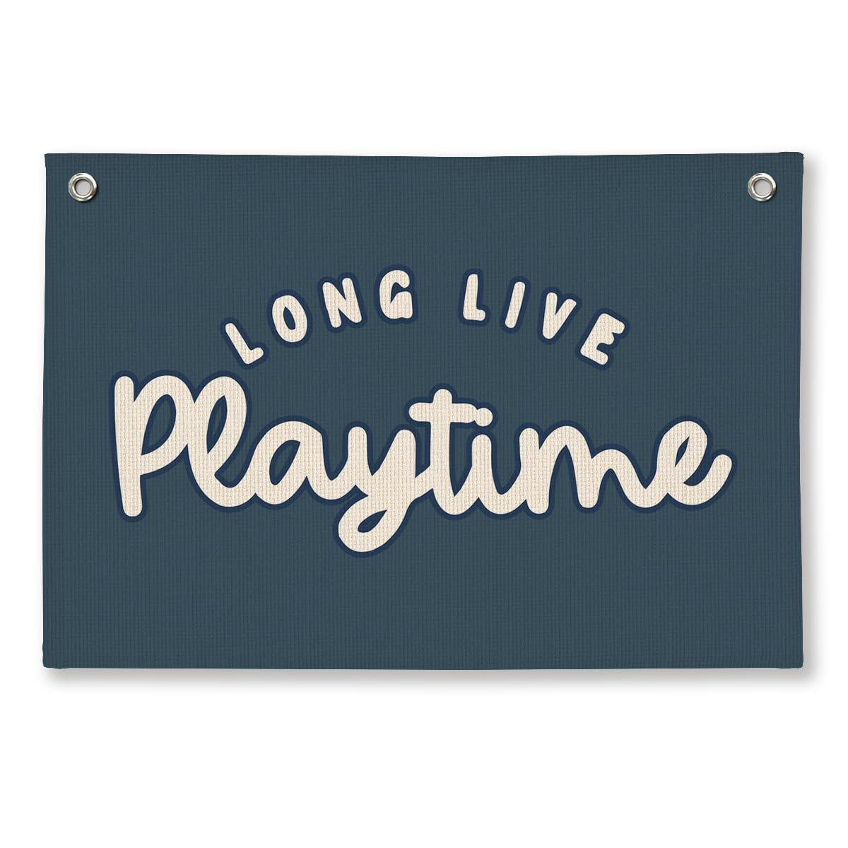 Playroom Decor for Boy, Long Live Playtime Wall Hanging Linen Banner, Blue Striped Wall Flag for Kids Room Nursery Playroom Decor, 20x30 Inch-Navy Blue