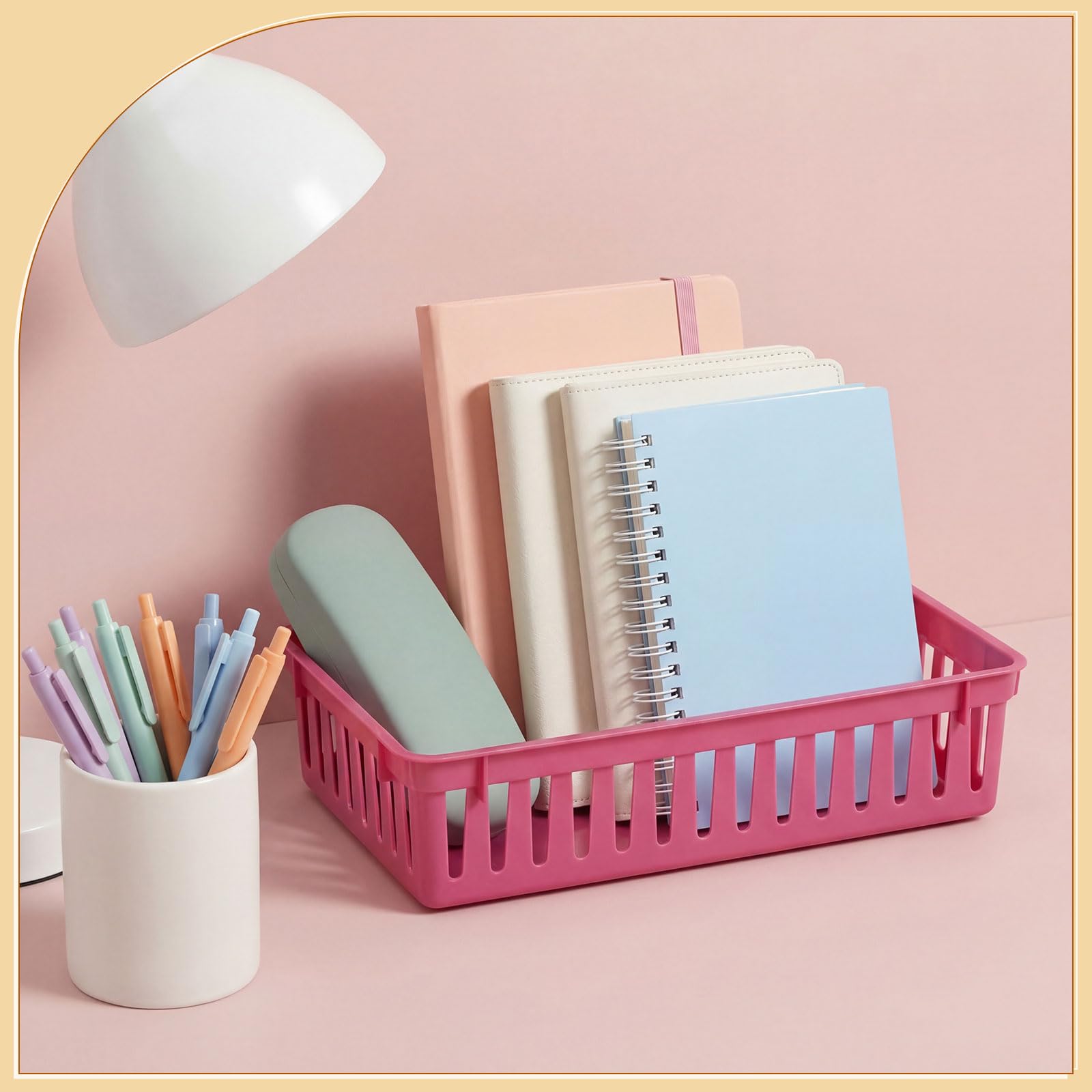 Wenqik 24 cestini portaoggetti in plastica per l'organizzazione di classi piccole dispense, vassoi rettangolari per scuola, giocattoli, aule, camere da letto, cucine (viola scuro)