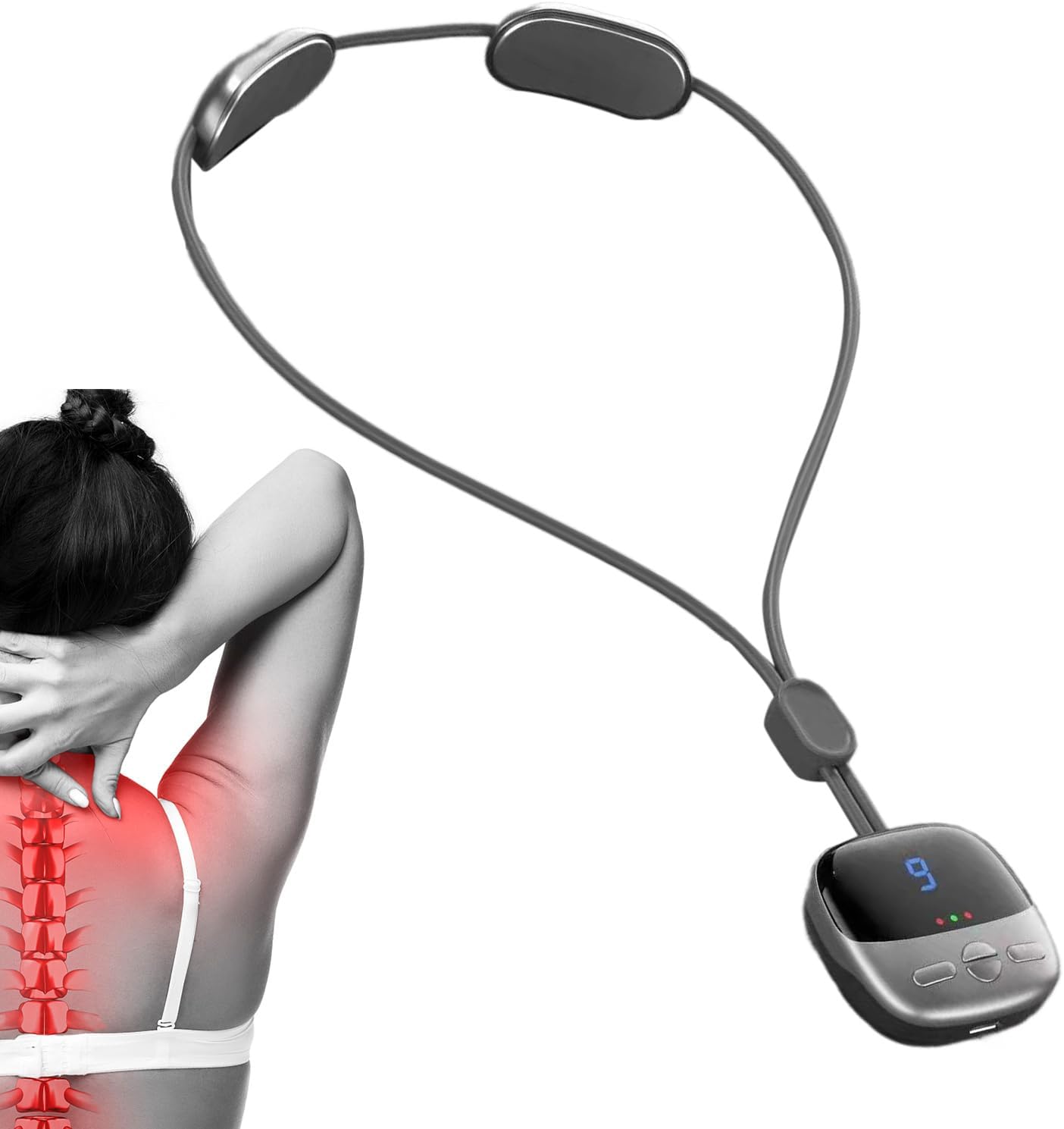 Neck and Shoulder Massager - 3 Mode Heating Ergonomic Cervical Relaxer, Silicone Portable Massage Device | Relaxation for Office Home Daily Driving Fitness Nursing Use