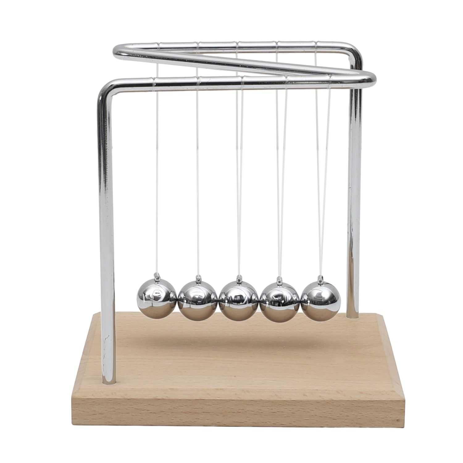 Home Deco Factory, HD0378, Pendolo di Newton H15 cm - Oggetto Decorativo educativo, Design Minimalista, movimenti ipnotizzanti, Regalo Originale per Gli Appassionati di Scienza - Marrone, Grigio