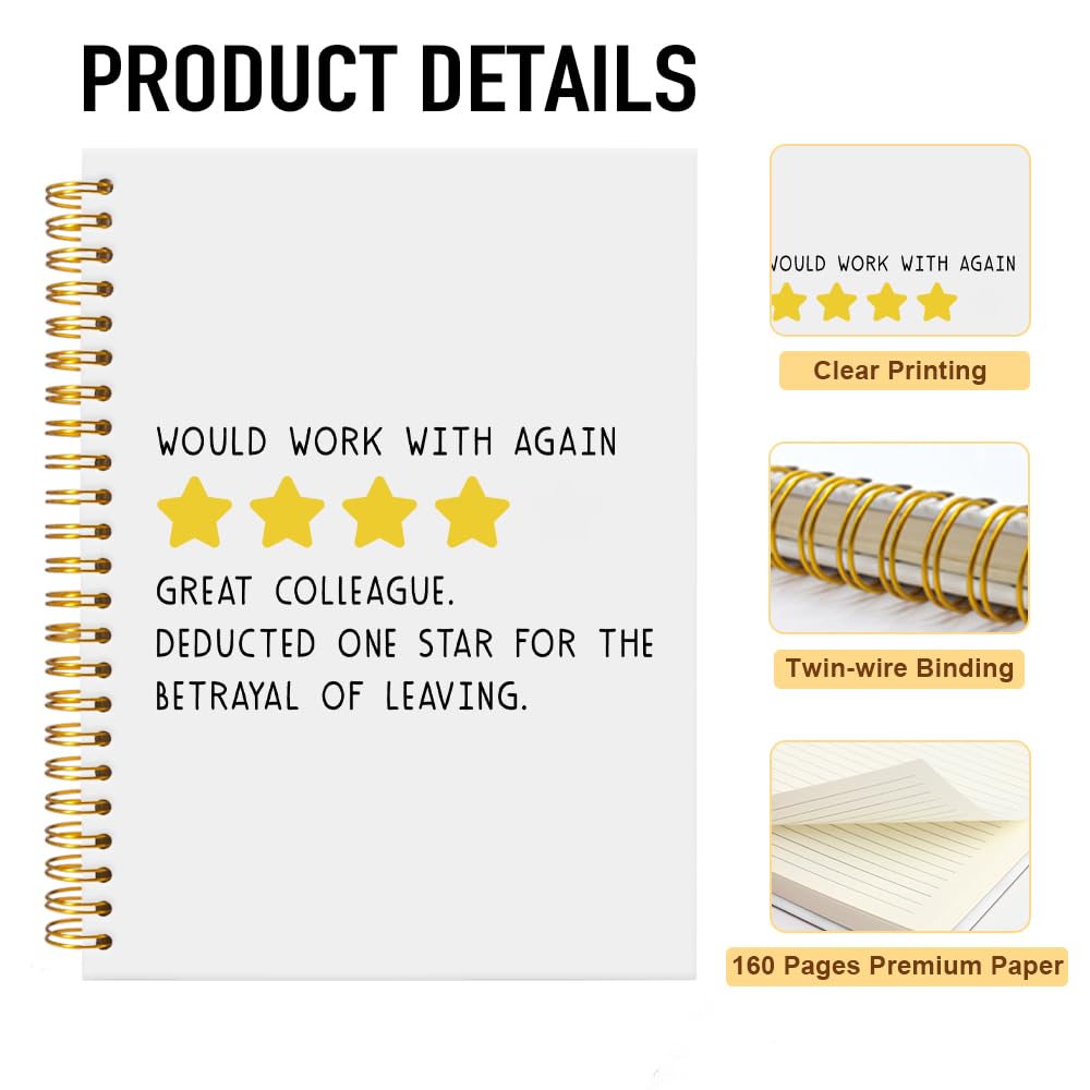 Mhfpl Quaderno a spirale divertente con scritta in inglese "Would Work With Again Great College" (lingua italiana non garantita), quaderno per pensionamento, collega di lavoro, regalo per colleghi in