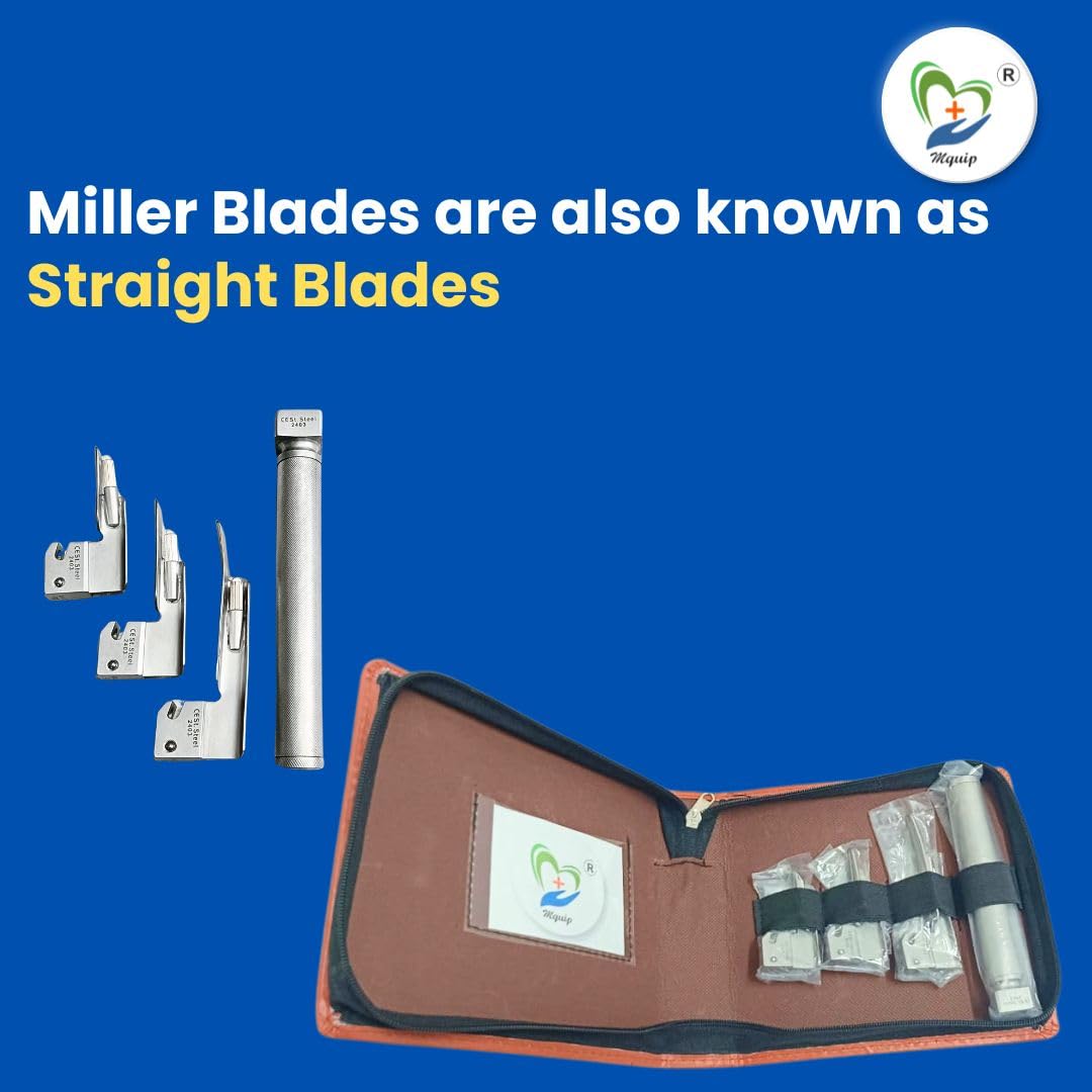 MQUIP Standard Laryngoscope Set with Miller Blades | Stainless Steel Construction, Reliable Halogen Light | Available 00, 0, 1 Miller Blades Sizes | Ideal for Medical Professionals - Image 7 thumbnail
