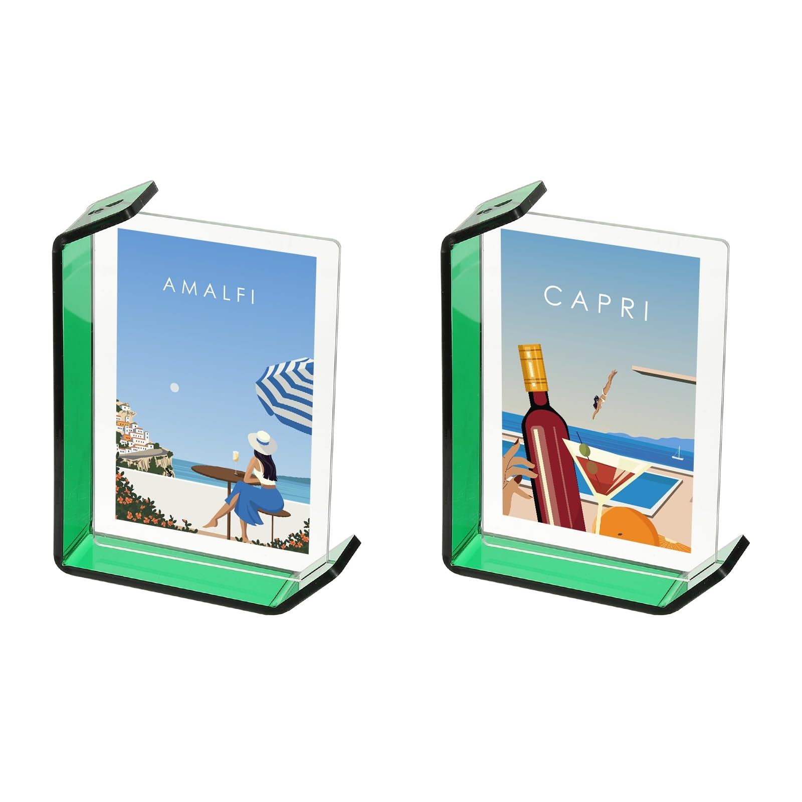 Cadre Photo Acrylique 18x13 cm Vert PATIKIL, Lot de 2 Magnifiques Cadres Flottants de Table