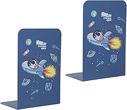 Cyrank Aparadores de livros de metal azuis, extremidades de livros resistentes para livros de escritório para livros pesados, terminais de livros decorativos para escritório e casa