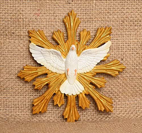 Image of KariGhar Faith Dove Holy Spirit Catholic wall Hanging Idol Perfect for Prayer Room /Drawing Room /Decoration & Gifting A0055 (3 x 13 x 13 cm) (5 x 5 INCH)