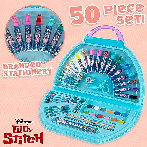 Disney Stitch Kids Art Set 40 Plus Pieces Princess Kids Colouring Sets Paints Colouring Pencils Markers Crayons Travel Art Supplies Gifts for Kids (Blue Stitch Set) - Image 4