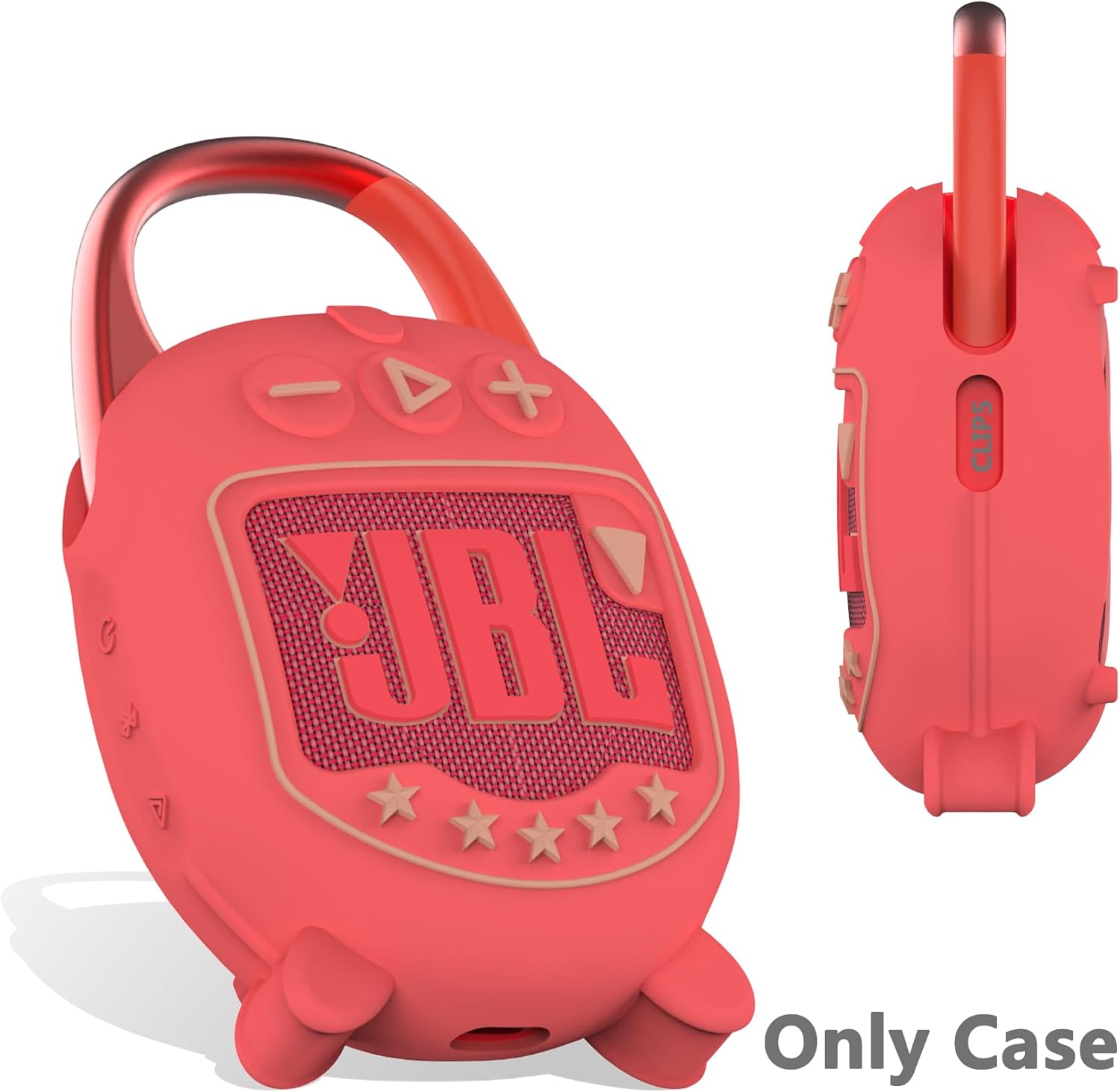 JCHPINE Hard Case and Silicone Cover for JBL Clip 5 Ultra Portable Bluetooth Speaker Accessories, Soft Silicone Case for JBL Clip 5 Speaker Stand Up Holder (Red) - Image 6