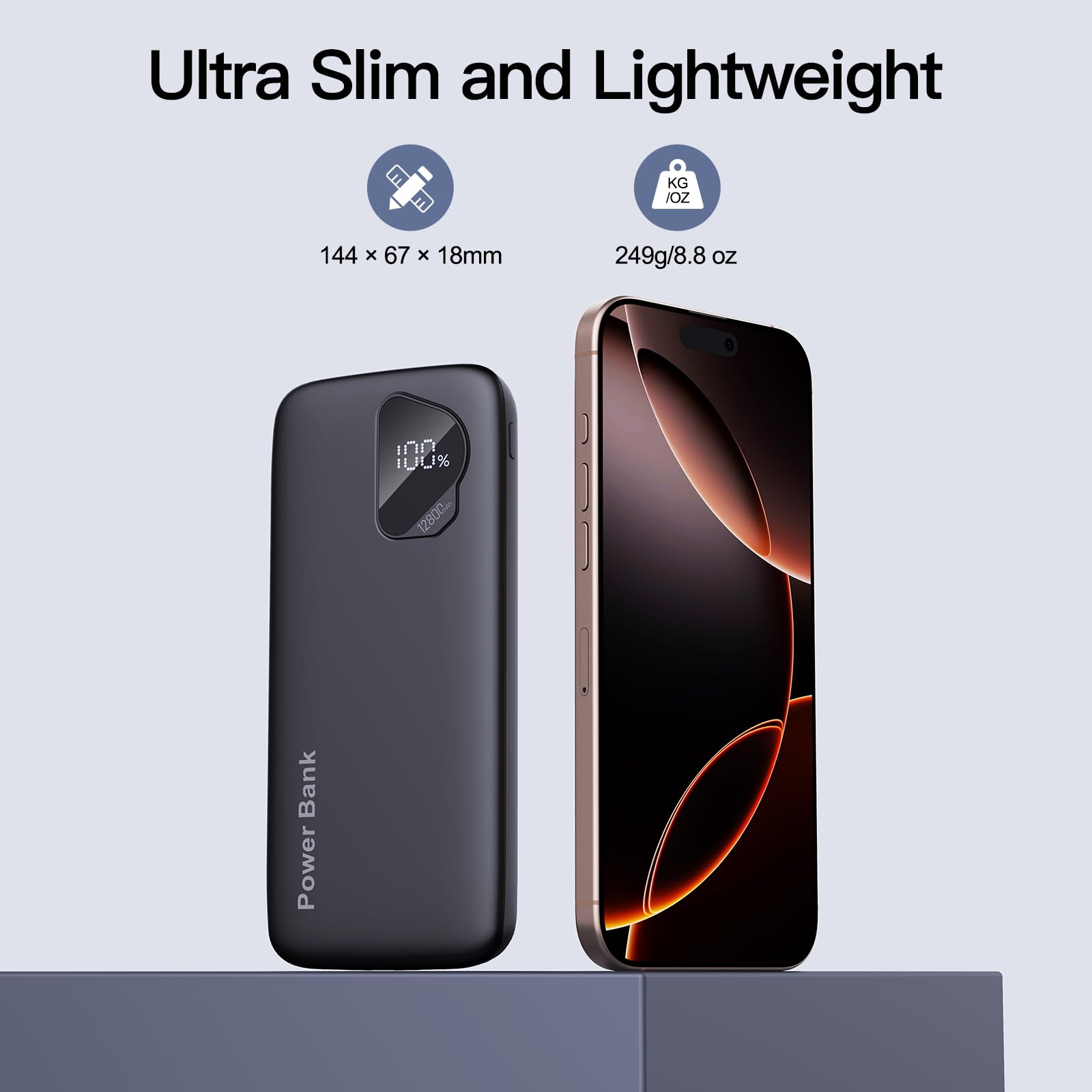 Paquete de 2 cargadores portátiles de 10000 mAh 2026 con cables integrados, paquete de batería esencial de viaje, 4 salidas, 2 entradas, banco de energía delgado con cables de cable para iPhone 17/16