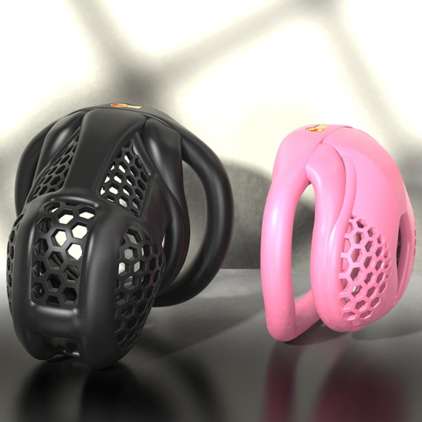 Hdynasty Petite Cage de sécurité verrouillable en nid d'abeille pour Hommes, ventilée et Respirante, avec Quatre Anneaux Plats Fixes