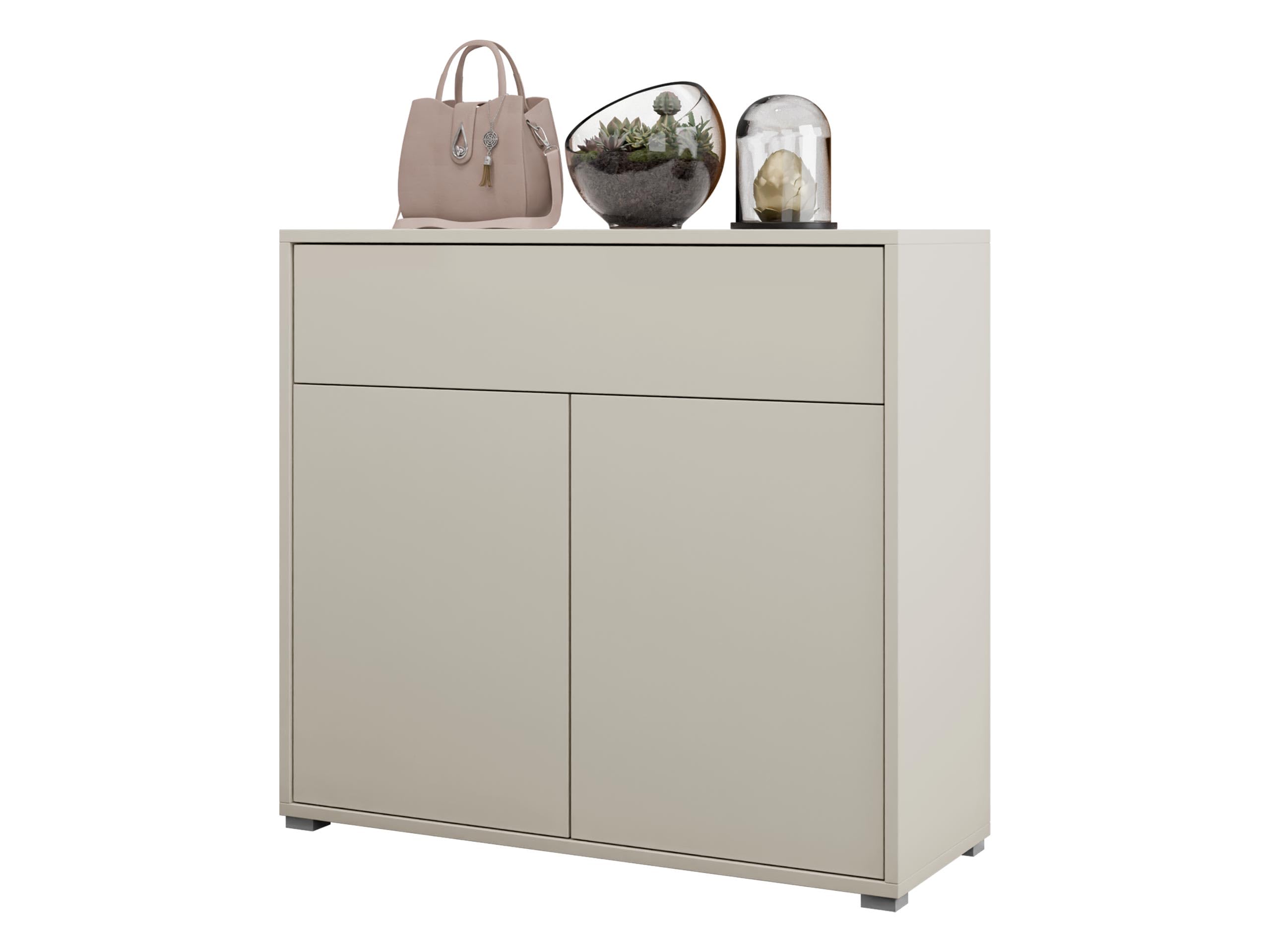 Mirjan24 Kommode Gesita 2D1SZ mit 2 Türen und 1 Schublade (Cashmere) | Grifflose Mehrzweckkommode mit Push-to-open-System, geräumigen Fächern und Rollenführung, B/H/T: 100/93/40 cm