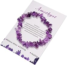 Crystal Amethyst Anxiety Bracelet for Women - Natural Stone Bead Stretch Adjustable Gemstone Bracelet - Healing Rose Quartz Jewelry for Kids