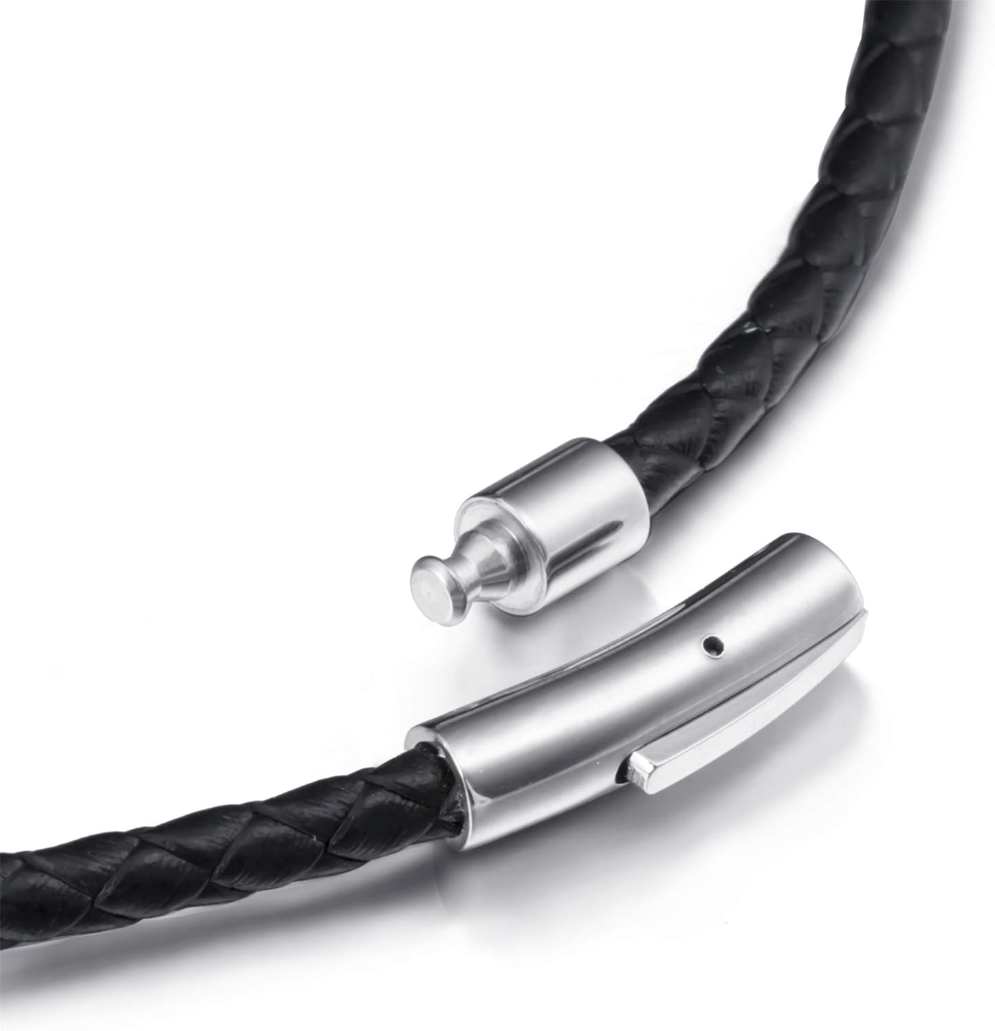 Black Braided Leather Cord Rope Necklace Chain Stainless Steel Clasp 3/4/5mm 16-30 inch - Image 3