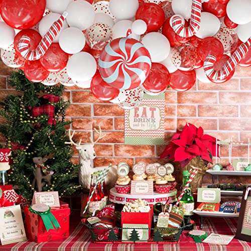 Christmas Balloon Garland Arch Kit - 118 Pieces Red White Confetti Latex Balloons With Candy Cane Balloons For Holiday Christmas Candy Themed Birthday Baby Shower Wedding Party Decorations #TOP7