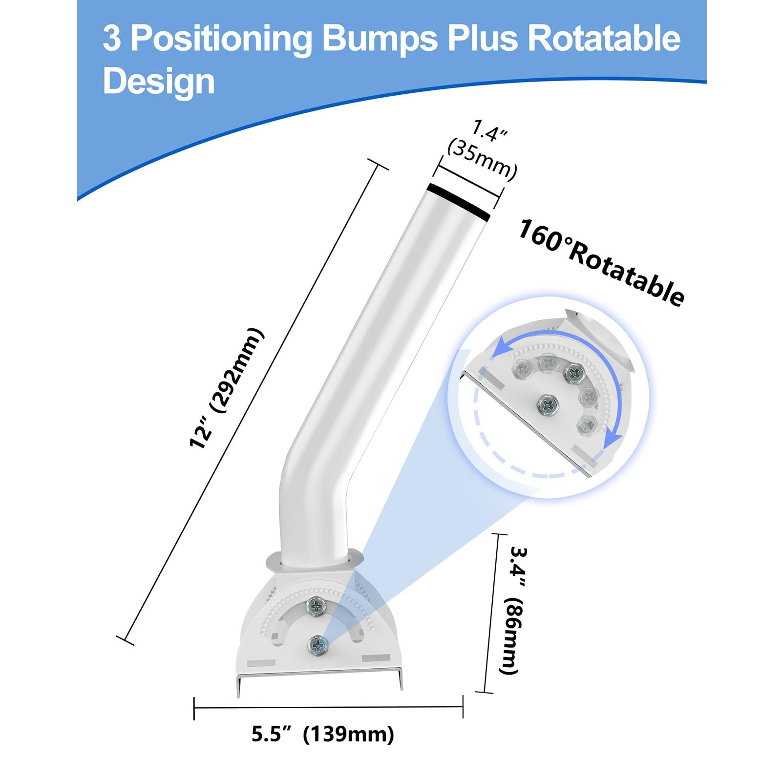 Wall Mount, 160° Adjustable Mounting Kit for V2, Stainless Steel Pole Mount with Weather Resistant, for Internet Satellite