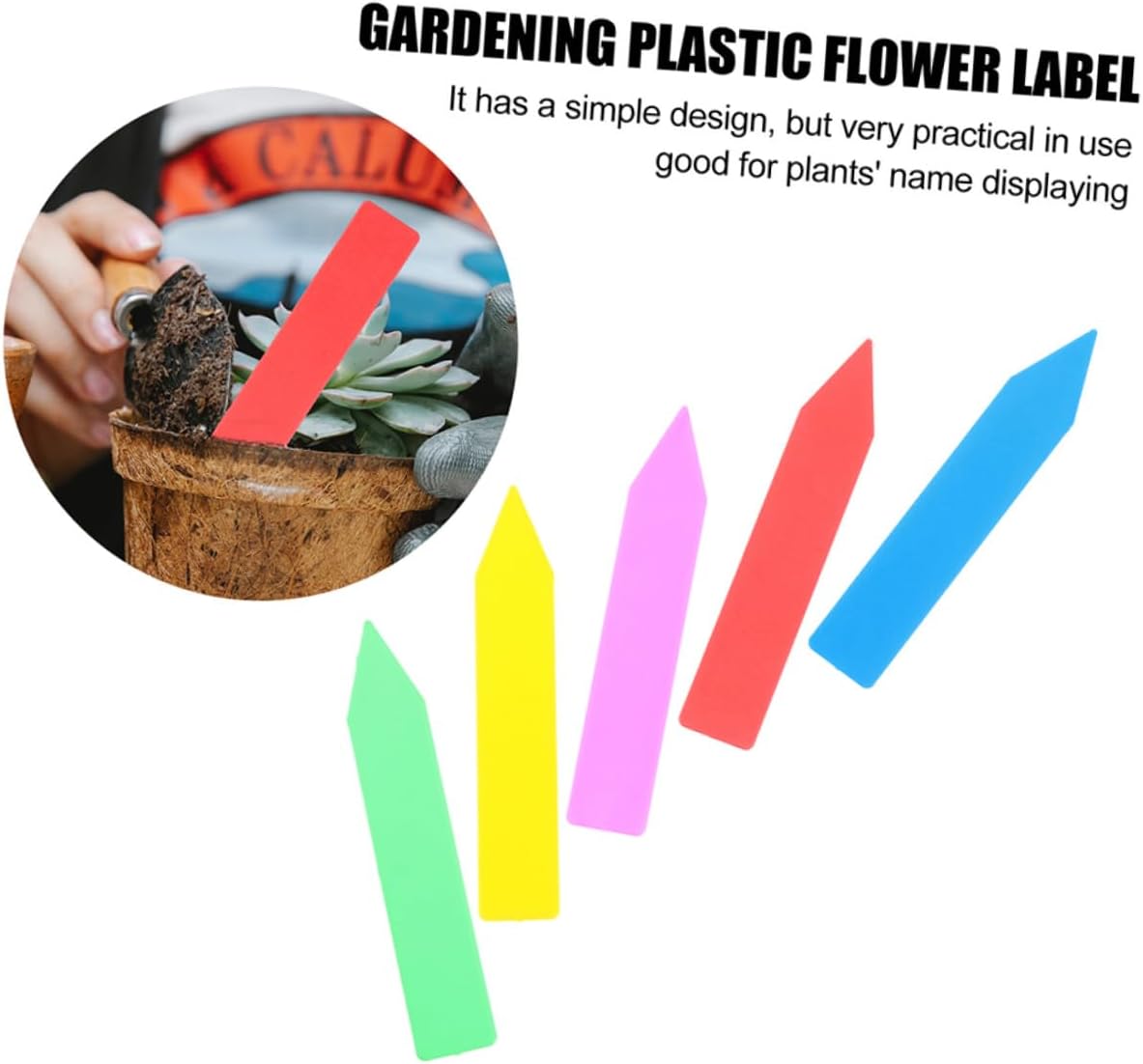 BESPORTBLE 600pcs Garden Plant Labels Stakes Plastic Plant Markers for Outdoor with Waterproof Small Tags in Red Yellow Blue Pink White Green