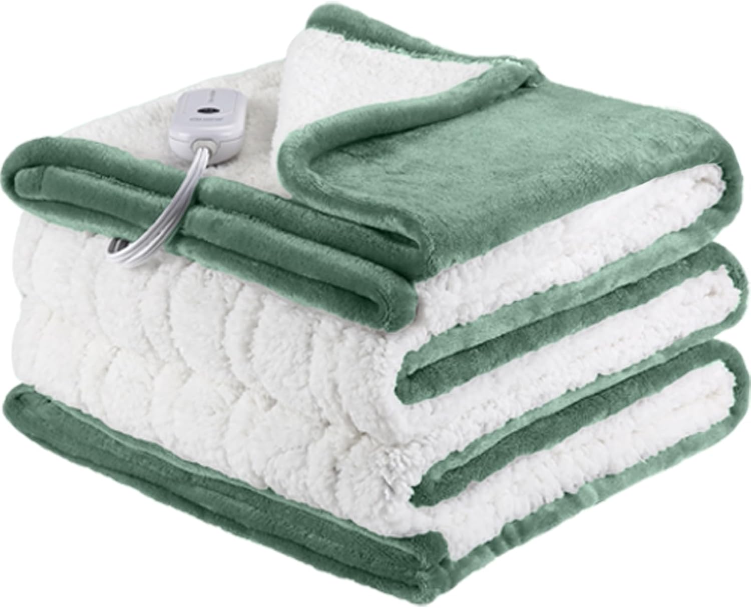 ESTINGO Heated Blanket Twin Size, 62"x84" Twin Size Electric Blanket with 5 Heating Levels & 10 Hours Auto Off, Fast Heating Blanket with ETL & FCC Certification for Bedroom Office Couch, Hunter Green 5-hunter Green Twin-62x84