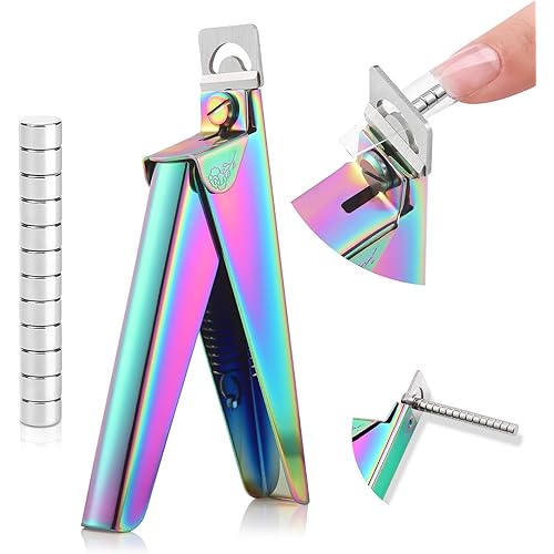 Saviland Acrylic Nail Cutters for Nail Tips: Chameleon Acrylic Nails Clipper with Sizer Magnets Nail Cutter 15PCS Sharp Nail Tech Supplies Nail Trimmer Manicure Tool Nail Accessories Women Salon Home