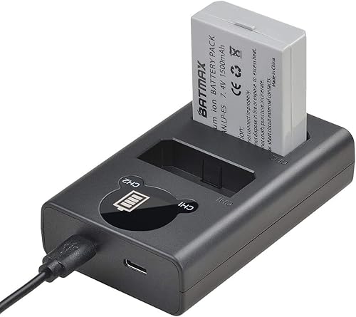 Miniatura 5 de Batmax Paquete de 2 baterías LP-E5 + cargador USB dual LCD con puerto tipo C para Canon EOS Rebel XS, Rebel Xsi, Rebel T1i, 1000D, 500D, 450D, Kiss