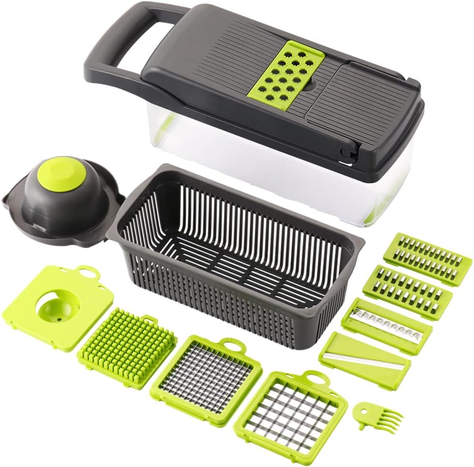 KEOUKE Vegetable Chopper Slicer Dicer 12 in 1 Onion Chopper Fruits