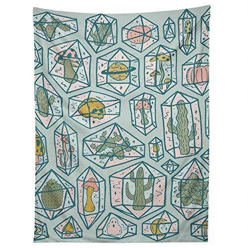 Image of Society6 Doodle by Meg Crystals and Plants Tapestry, 50 in x 60 in, Multi