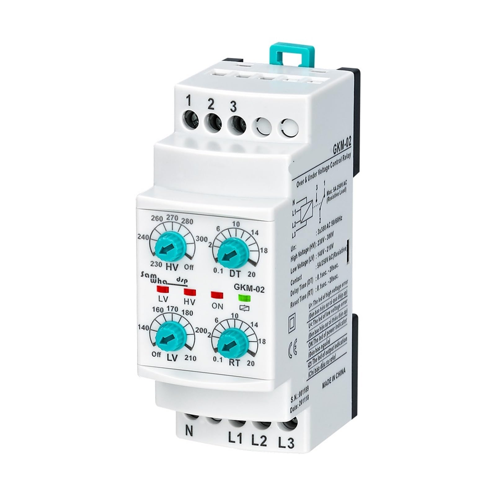 BALYDLUL GKM-02 3 * 380VAC With-Neutual Three-Phase Under&Over Voltage Relay
