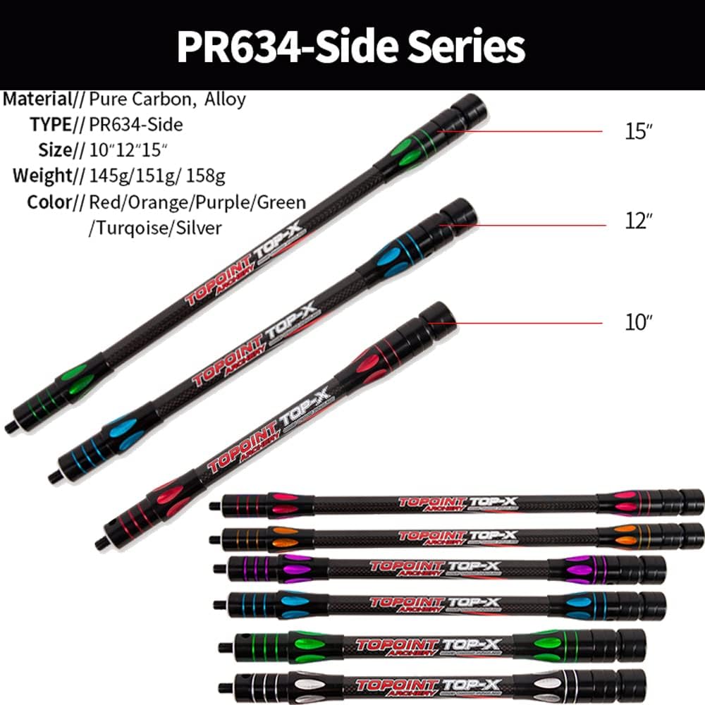 wolfman Tir à l'arc Stabilisateur d'arc Barre D'équilibre 4-34 Pouces Tige Stabilisatrice en Carbone Amortir Le Poids Tige D'Amortisseur pour Arc à Poulies Arc Classique de Chasse