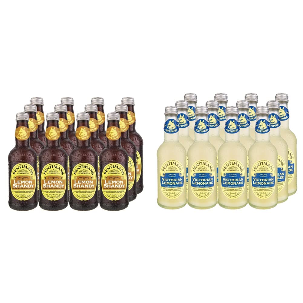Fentimans Lemon Shandy, 275 ml (Pack of 12) & Traditional Victorian Lemonade 275 ml (Pack of 12)