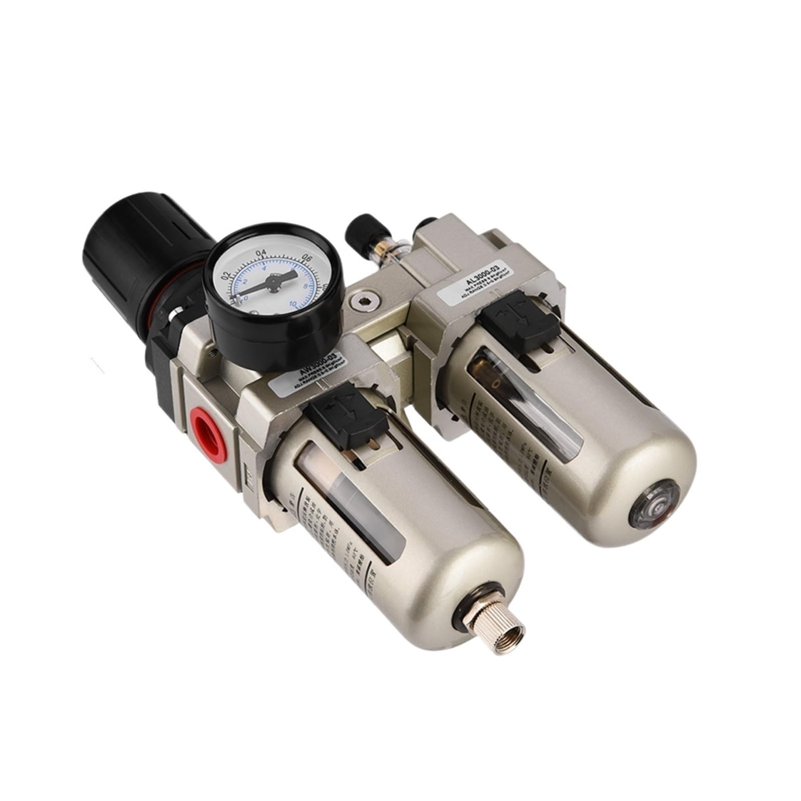 Regulador de presión de aire comprimido de aleación de aluminio AC3010-03, filtro de agua con trampa de humedad de 3/8" y manómetro.