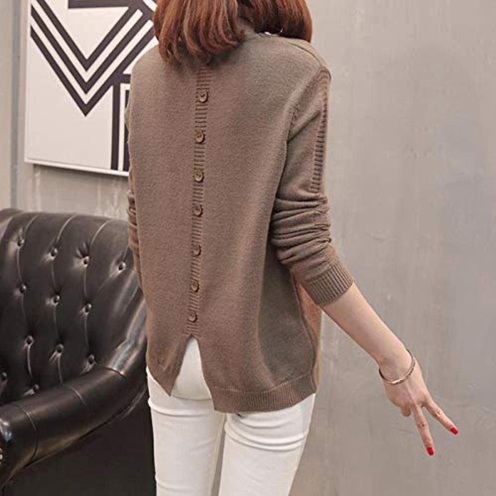 Women's Casual Sweater Winter Women Sweater Knitted Sweaters Casual Fashion Elegant Sleeve Warm Knitted V-neck Tops Down Women's Sweater Zzbiao (Color : M, Size : Shen hui)