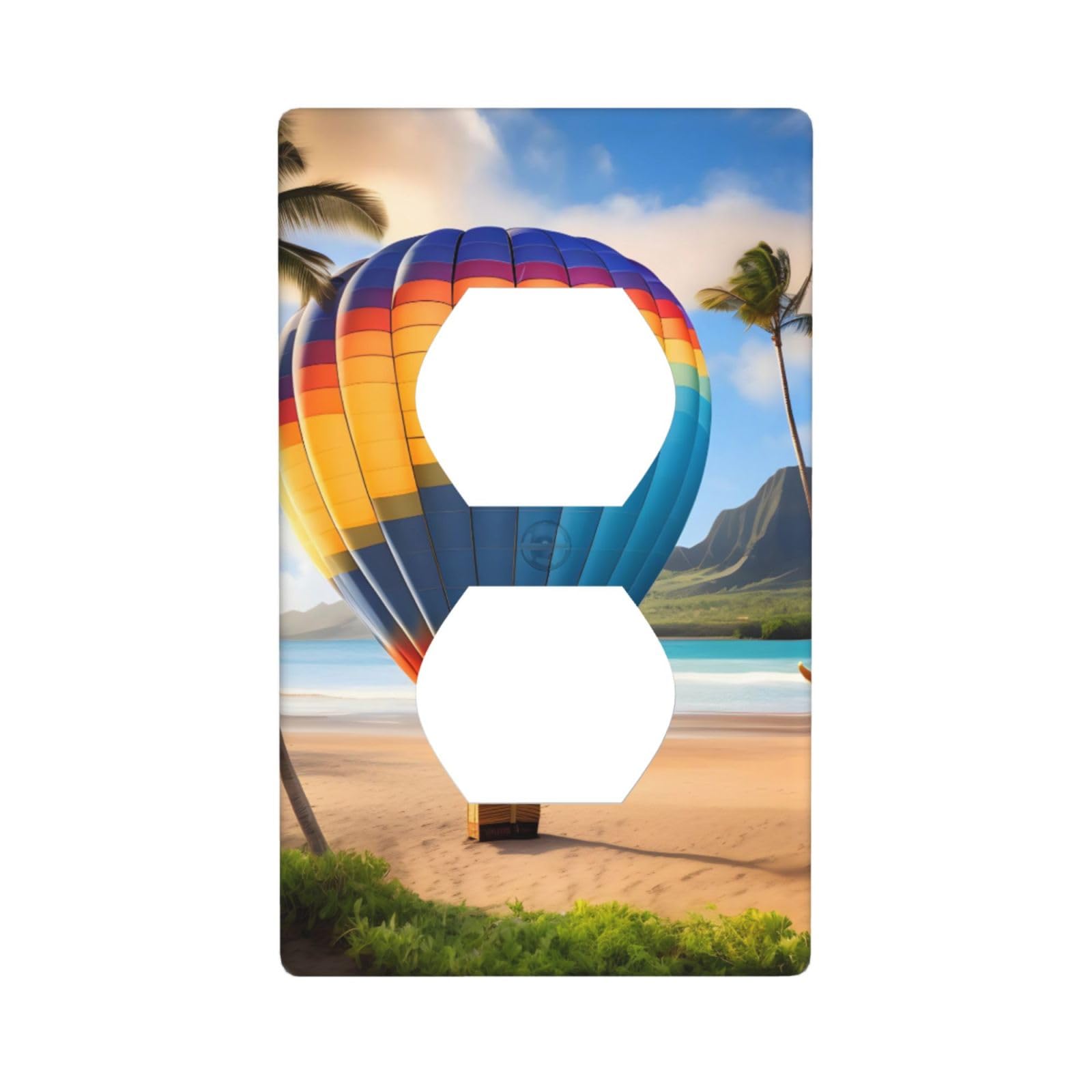 Hawaii Hot Air Balloon Decorative Switch Plate Cover-Unbreakable Polycarbonate Wall Plate for Home Office, 1 Gang with Screws