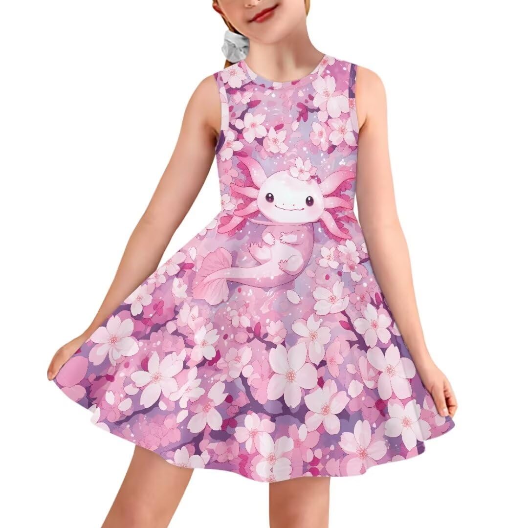 ORGYPET Sleeveless Dresses for Girls Kids Twirly Swing Dress for Summer A-Line Playwear Dress