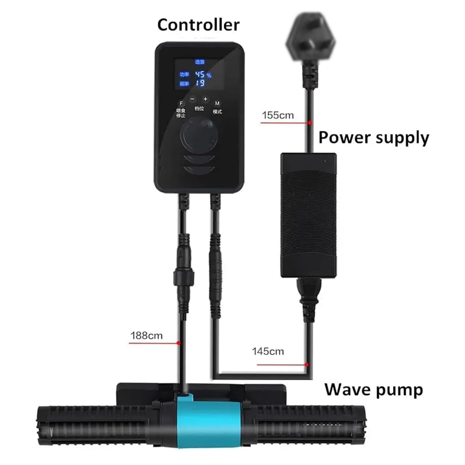 Generador De Olas Para Acuario, Generador De Olas Magnético Con Controlador De Pantalla LED, Ajuste De 4 Niveles Y 5 Modos De Oleaje, Bomba De Flujo Cruzado Para Agua Dulce 20W
