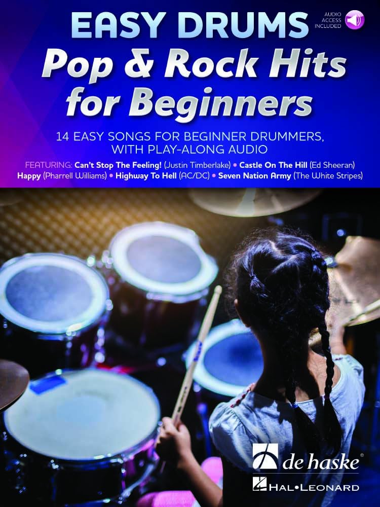Easy Drums - Pop & Rock Hits for Beginners. 14 easy songs for beginner drummers, with play-along audio