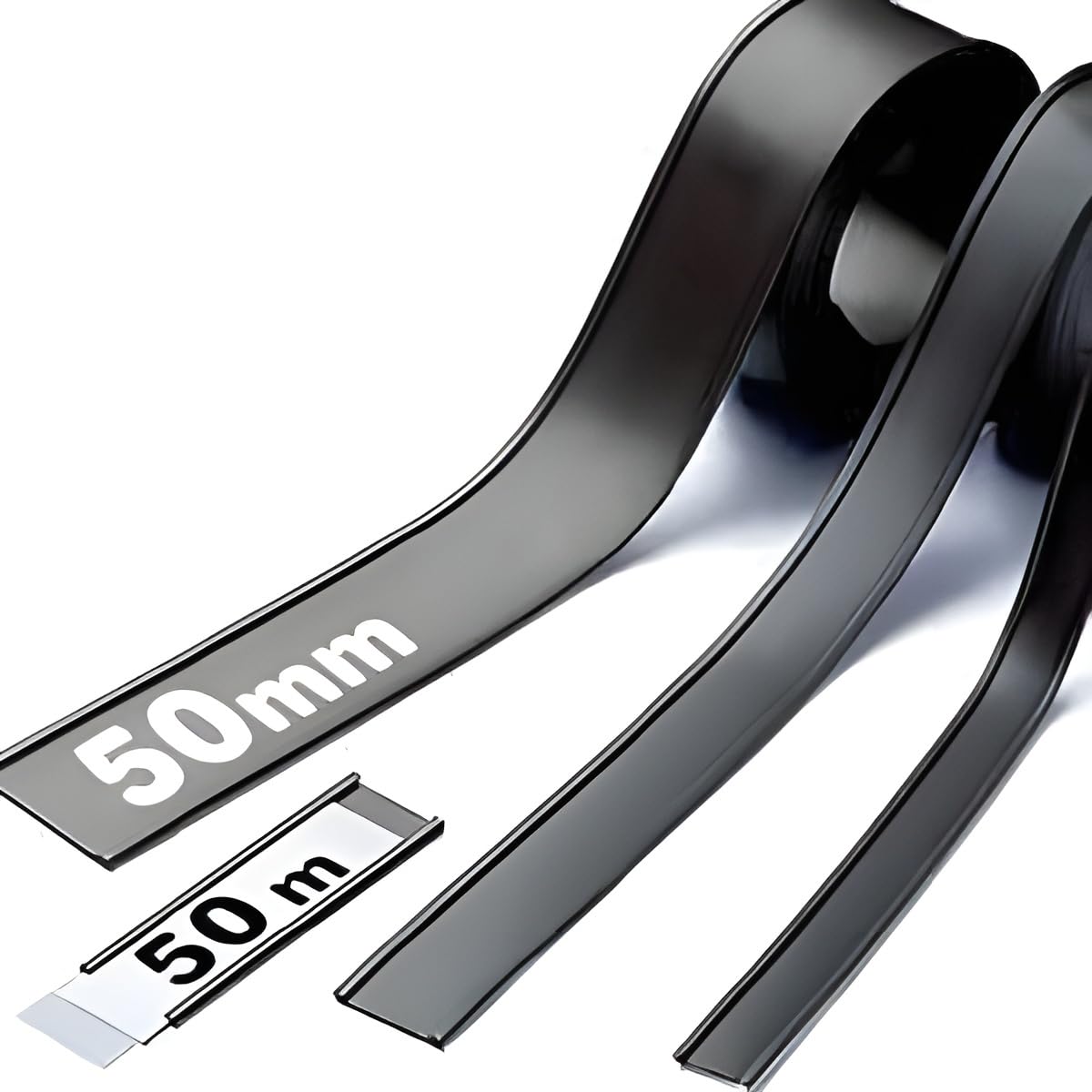 Porta etichette magnetiche per scaffali - Profili C/etichette magnetiche di qualità industriale. Lunghezza 50 m. Carta e PVC protettivo inclusi. (larghezza 50 mm x 50 m)