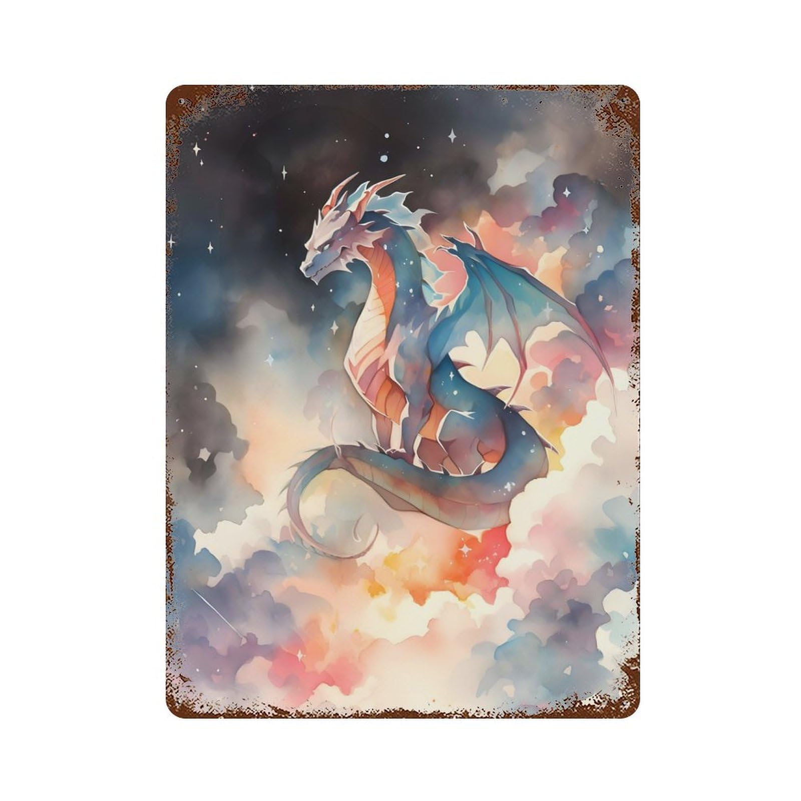Stralar Dragon Rusty Metal Tin Sign 15.7"x11.8", Industrial Home Decor for Garage, Pub Or Kitchen