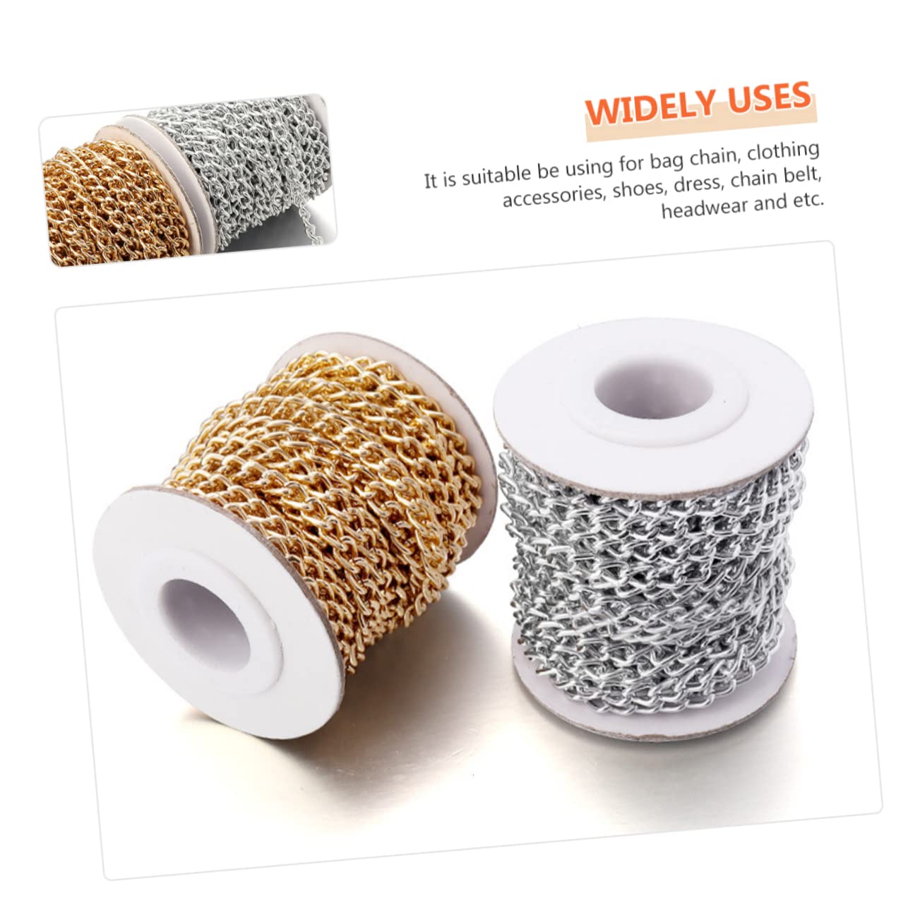 NUOBESTY 5rotoli Catena Artigianale Alluminio per Borse e Accessori Leggera e Non Sbiadente per Fai da Te e Creazioni Moda