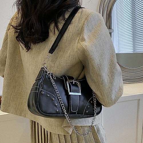 Umhängetasche Damen Klein Handtasche, Leder Hobo Tasche Shoulder Bag Vintage Y2k Schultertasche mit Reißverschluss für Frauen Clutch Geldbörse Coole Sachen für Teenager Mädchen – Bild 5