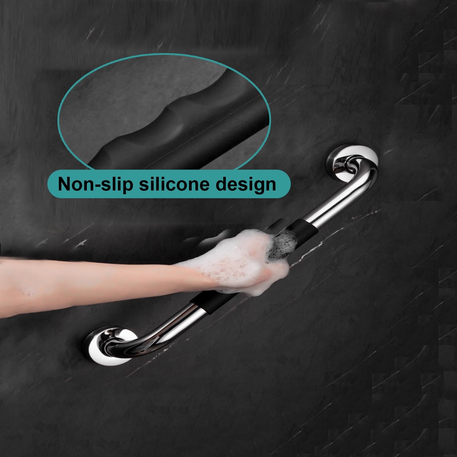 Barra de Apoyo para Ducha para Personas Mayores, Barra de Seguridad para baño, Inodoro, Barra Antideslizante para Personas con discapacidad (60 cm/24 Pulgadas)