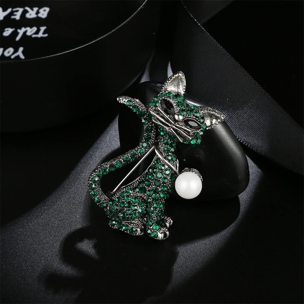 Weibliche Retro Perle Nette Katze Brosche Weibliche Brosche Kleid Pin Mantel Passend