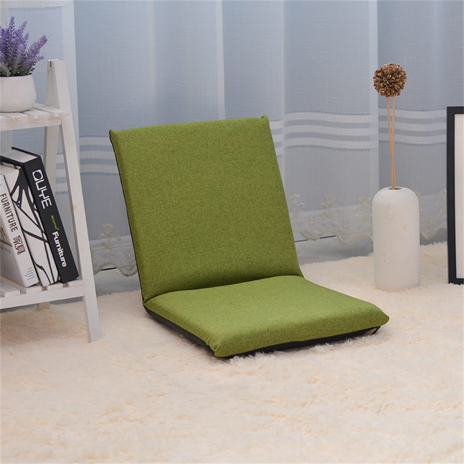 Sofá de lino verde SEAFRONT con múltiples ángulos y acolchado ergonómico premium