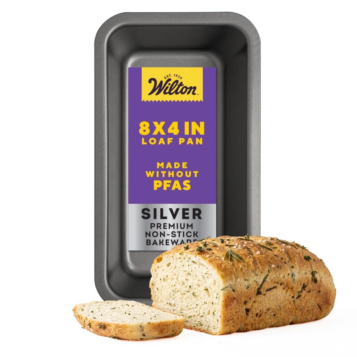 Silver Non-Stick Loaf Pan, Made Without PFAS, 8 x 4 in. | Non-Stick Steel Bakeware, Dishwasher Safe with 5-Year Limited Warranty, Perfect for Everyday Breads & Meatloaf Baking