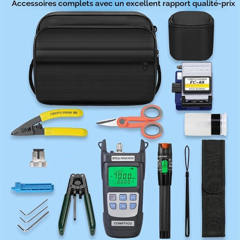 FTTH Kit d'outils à fibre optique avec compteur de puissance Fibra Optica et détecteur d'erreur de 30 mW AUA-6S