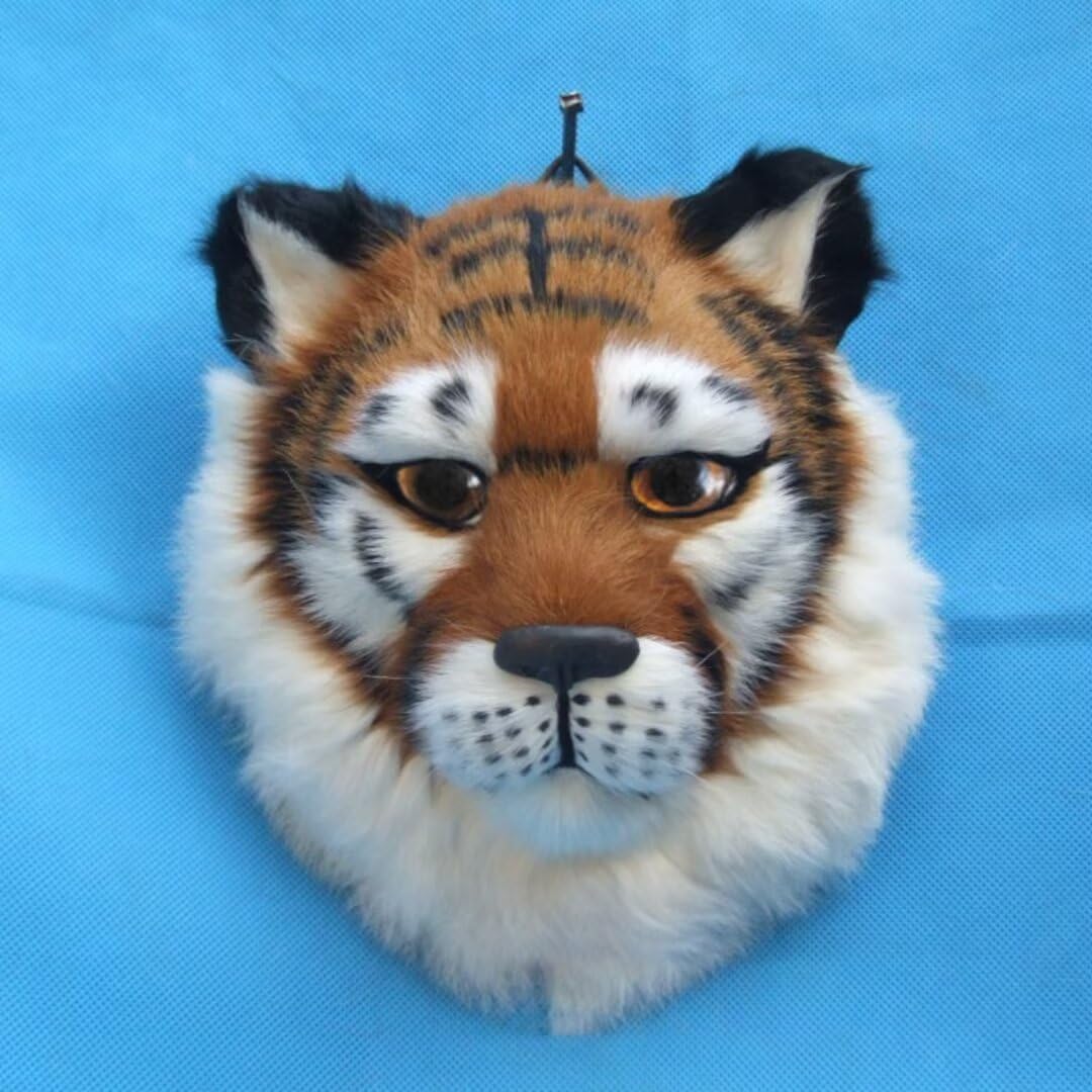 Tierkopf Wandbehang, Simulierter Plüsch Tiger Tier Wanddekoration, Tier Kinderzimmer Wanddekorationen Wandkunst Kinderzimmer Dekoration Anhänger Spielzeug für Wohnzimmer Schlafzimmer