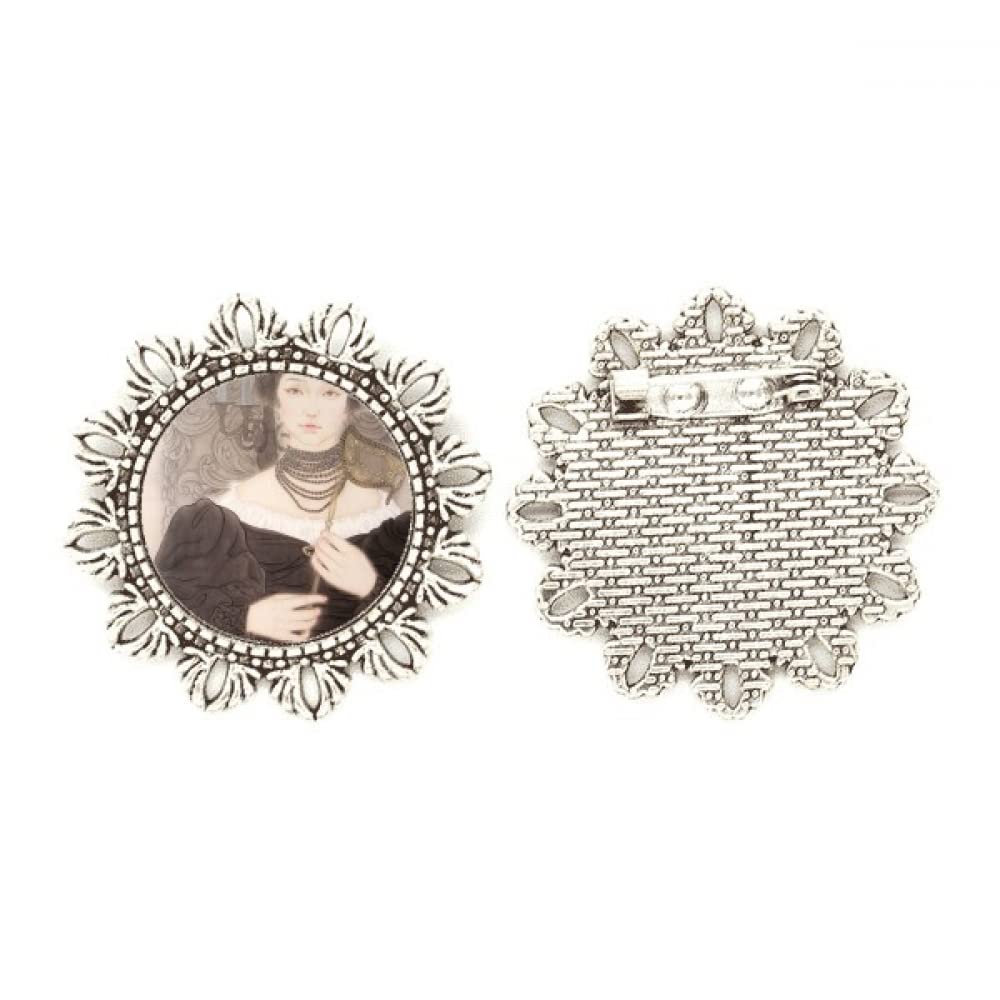 Broche de plata de flor china con cabeza negra ideal para solapas de abrigos 4