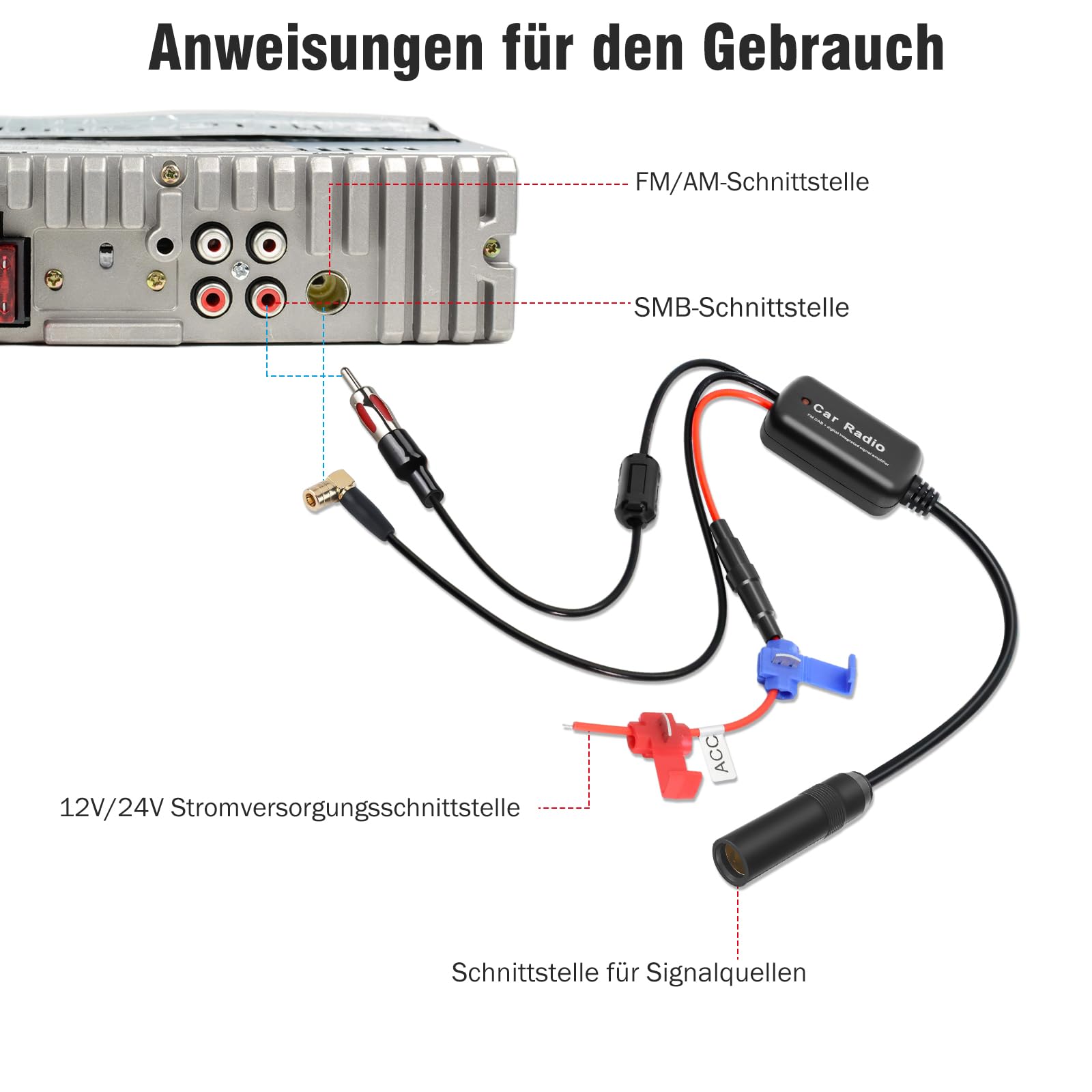 Palwin Auto Antennenverstärker 12V - Für DAB/FM/AM Radio Empfang
